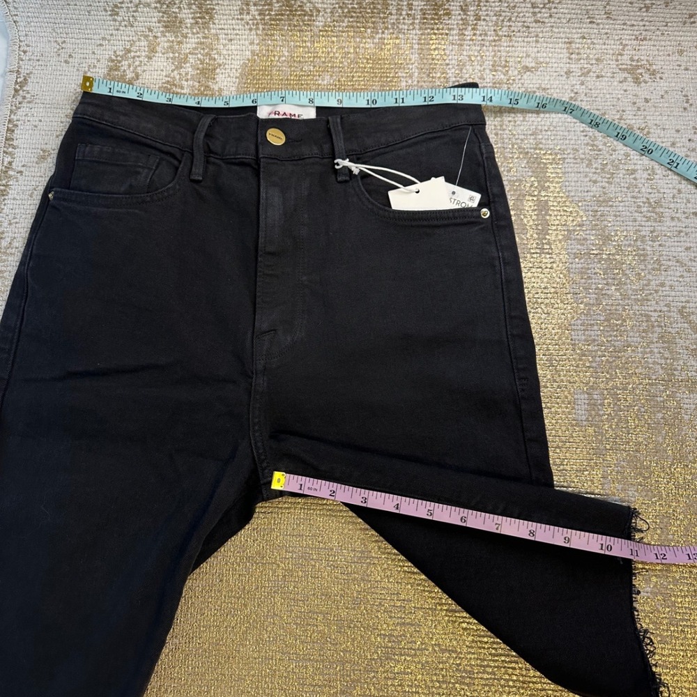 FRAME Denim Black 'Le Vintage' Bermuda Jean Shorts Frayed Raw-Edge Hem NWT 29 - Picture 11 of 11